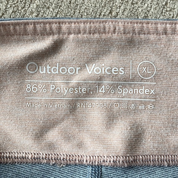 Worn Once! Outdoor Voices XL 7/8 Length Pink/Blue/Gray Colorblock Leggings - Picture 5 of 5